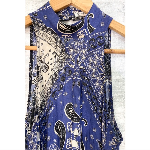 SALE Free People Slip Dress Blue Bandana Size XS - Picture 7 of 9